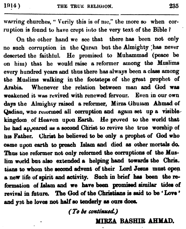 Review of Religions, June 1914, p. 235